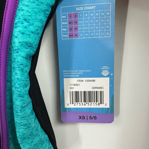 NWT Speedo Girls One Piece Swimsuit XS 5/6 Poolcore Summer Swimwear - Picture 2 of 5